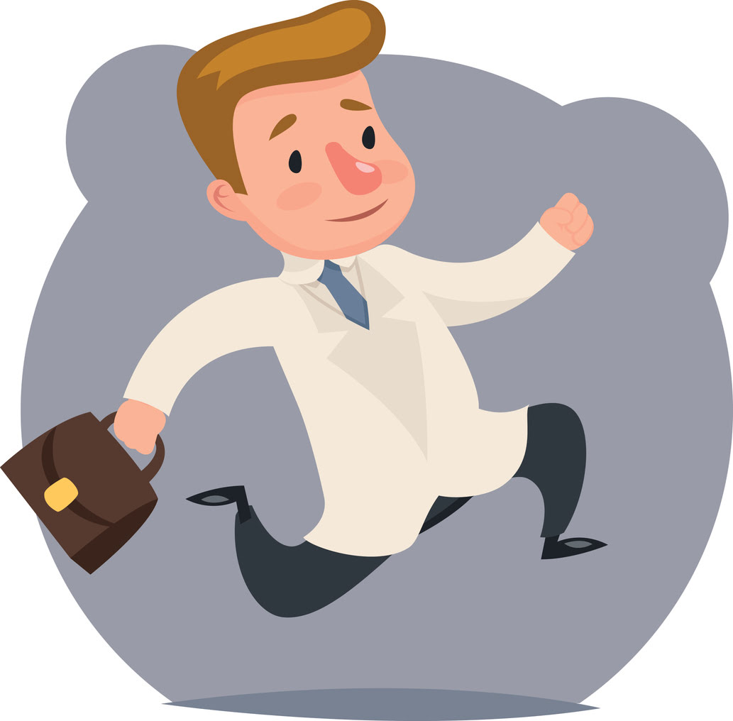 Doctor Hurry Run Character Icons Set Medic Retro Design Vector Illustration